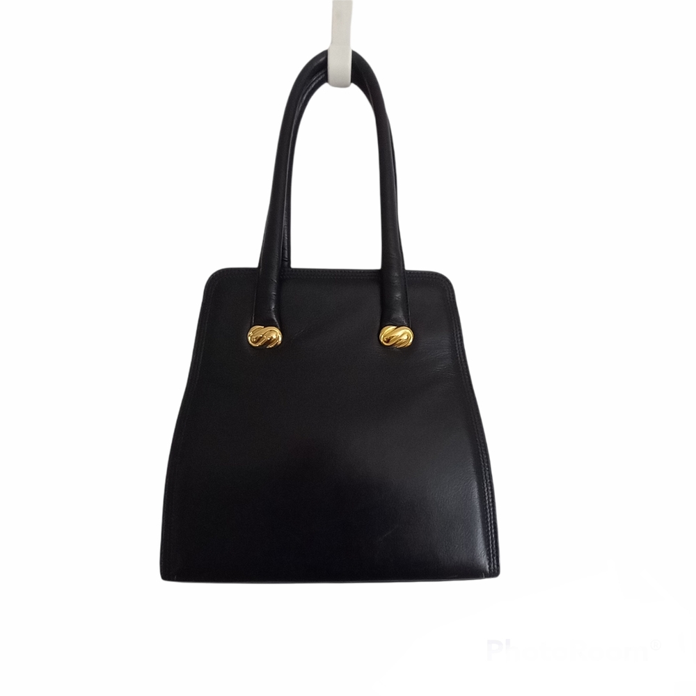 Vintage Evan-Picone Black leather handbag RN 78909